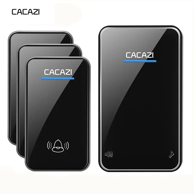 

CACAZI Wireless Waterproof Doorbell Operated Smart Household Calling Bell Battery Button 300M Remote US EU UK Plug 38 Songs