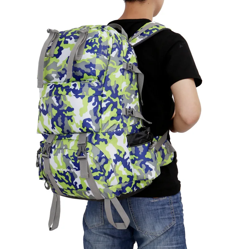 50L открытый спортивный рюкзак, сумка для альпинизма, водонепроницаемый нейлоновый материал, унисекс, для путешествий, кемпинга, спорта, альпинизма, сумки DS25 - Цвет: Camouflage Green