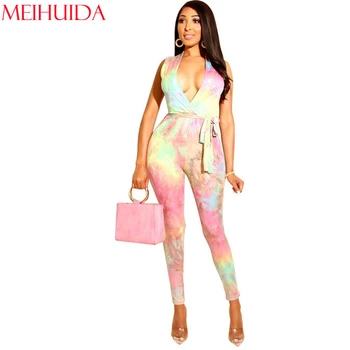 

Sexy Print Playsuit Women Sleeveless Bodycon Black Elegant Jumpsuit Ladies Summer Romper Womens V-Neck Beach Jumpsuits Overall