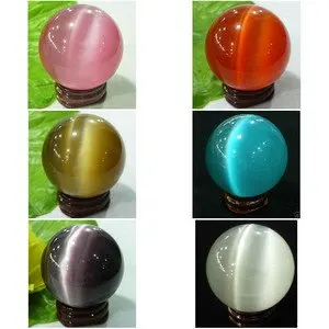 

6pc CAT'S EYE LIKE CRYSTAL SPHERE BALL HEALING 40MM .