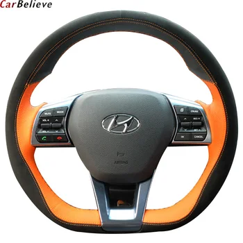 

Car Believe Genuine car steering wheel cover For hyundai santa fe elantra 2017 solaris accent steering wheel car accessories