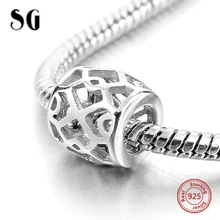 Hollow Out Beads Fit Original pandora Bracelet Necklace Authentic 925 Sterling Silver Jewelry Love Accessories For Women Gifts graceful hollow out beads necklace for women