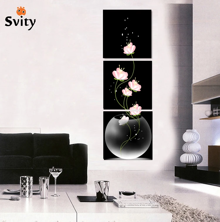 

3 Pieces Free Shipping popular Hot Sell Modern Wall Painting abstract Flowers Home Wall Art Picture Paint on Canvas Prints