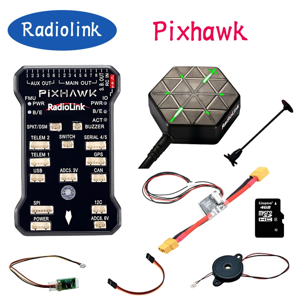 

Radiolink Pixhawk PIX APM Flight Controller Combo With GPS Holder M8N GPS Buzzer 4G SD Card Telemetry Module Mounting RC Drone