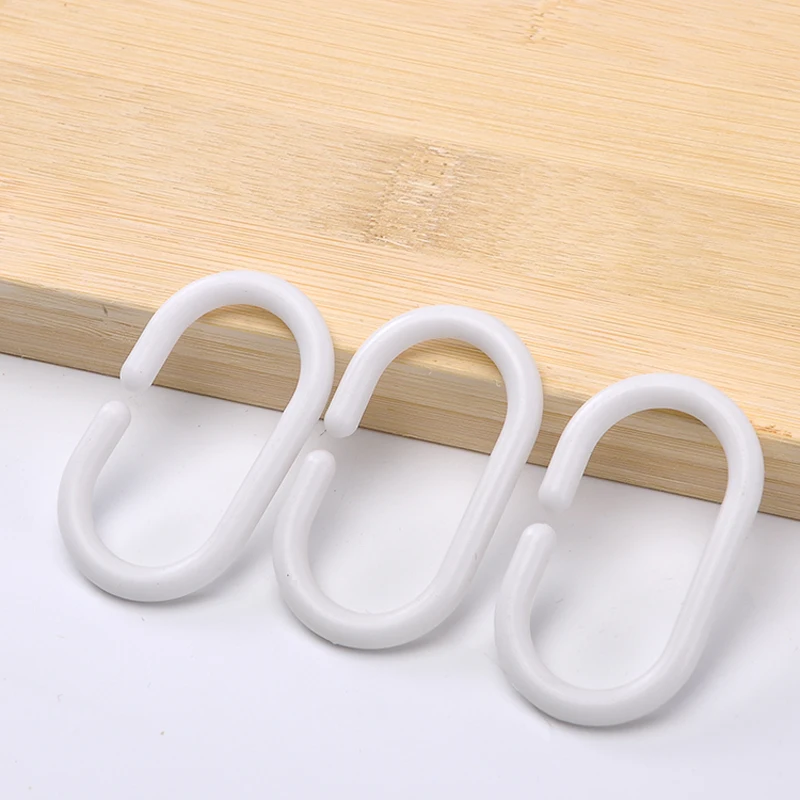 

Plastic White C Type Bathroom Shower Curtain Liner Hook Hooks Rings, Flexible Bathroom Shower Curtain Liner Hooks Rings