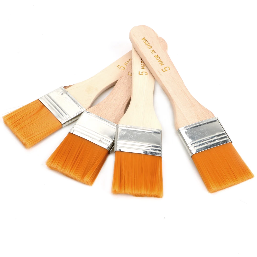 Painting Brushes 4Pcs/Set Wood Handles Hair Acrylic Nylon Oil Watercolor Paint Drawing Brush