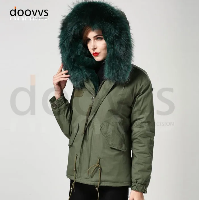 Женские куртки изумрудно-зеленые меховые пальто с капюшоном приталенная парка куртка