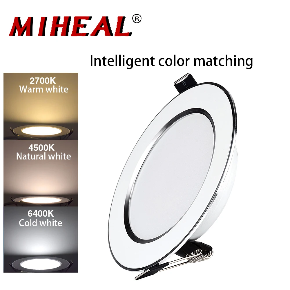 

LED Downlight 5W 9W 12W 15W AC 220V-240V LED Ceiling Light Tricolor temperature Bathroom Lamps Living room Indoor Lighting