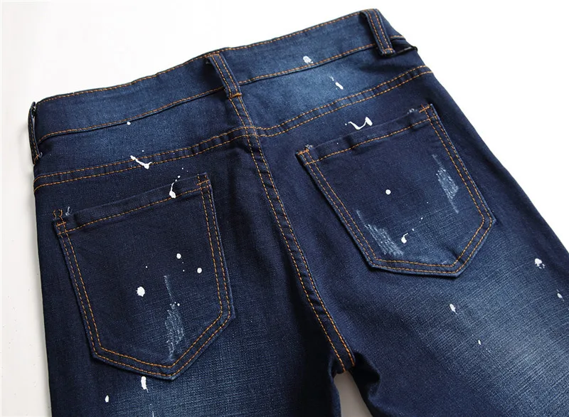 2019 новые обтягивающие мужские джинсы значок специалиста всплеск Slim Fit джинсовые брюки мужские Повседневное хип-хоп Стрейчевые узкие брюки