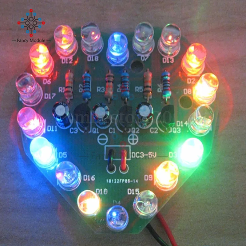

LED Heart Cycle Lamp Suite LED Flashlight DIY Kit Electronic Production kit