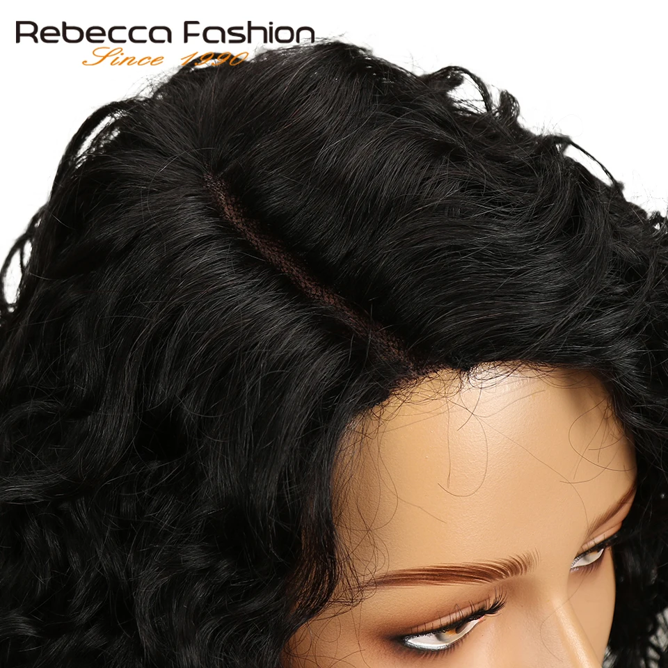 Rebecca Water Wave Human Hair Lace Wigs For Black Women L Part Peruvian Remy Hair Natural Wave Lace Wig 16 Inch Free Shipping