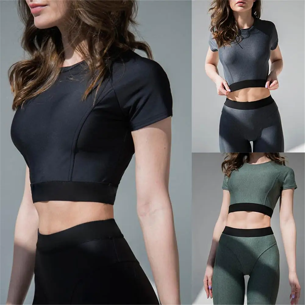 Solid Color Tracksuit Women 2 Piece Yoga Sets Push Up Crop Top + Yoga