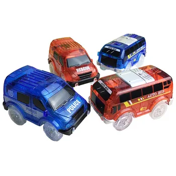 

5.4cm Magic Electronics 5 LED Car Toys With Flashing Lights Educational Toys For Children Birthday Party Gift Play With Tracks