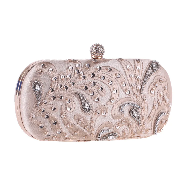 

New Fashion Female Party Evening Clutch Pouch Bag Beaded Crystal Women Handbag Flap Metal Chain Crossbody Shoulder Bag Messenger