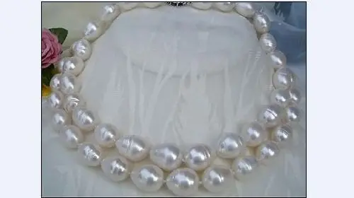

FREE SHIPPING ******huge 11-13mm DOUBLE STRANDS SOUTH SEA WHITE PEARL NECKLACE 17" 18" (A0511)