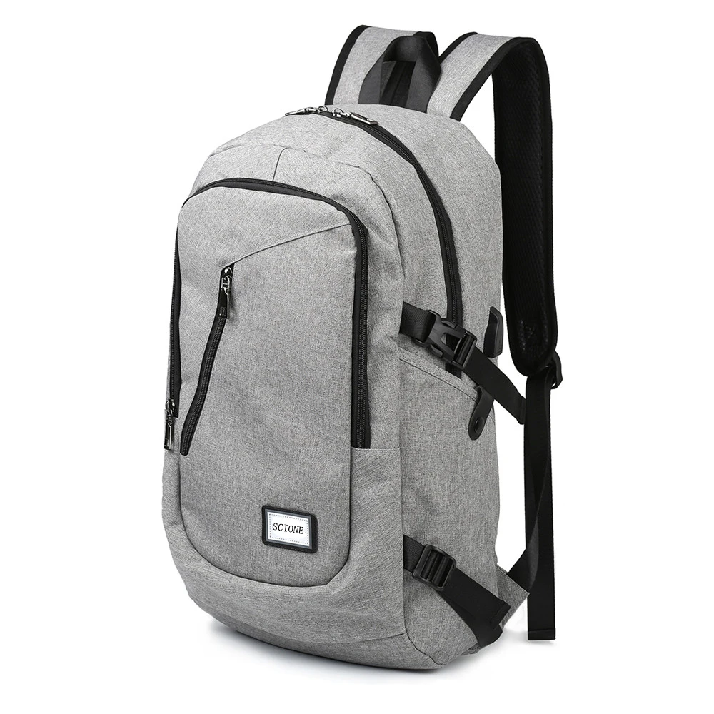 Los hombres de lona impermeable Mochila adolescente de los estudiantes de la escuela bolsas de los hombres hombre de carga USB viajes bolsa bolso del ordenador portátil Mochila XA56WC