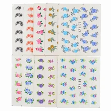 YWK 60 feuilles ongles enveloppes tatouages temporaires filigrane outil mixte fleur dessins ongles Art transfert d'eau impression autocollants autocollants(China)