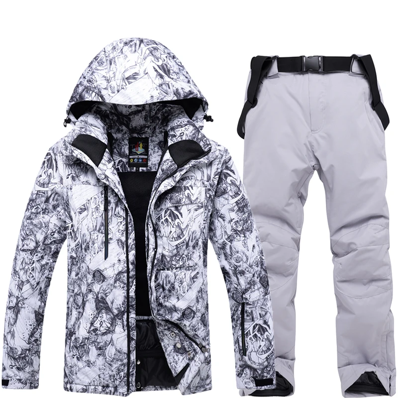 Mens Ski Suit Super Warm Waterproof Windproof Snowboard Jacket Winter Snow Pants Suits Male Skiing Snowboarding Sets New