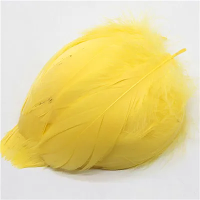 Натуральные гусиные перья 8-12 см, цветные перья лебедя, шлейф для украшения дома, Рукоделие, сделай сам, украшения для ювелирных изделий, 100 шт - Цвет: Yellow