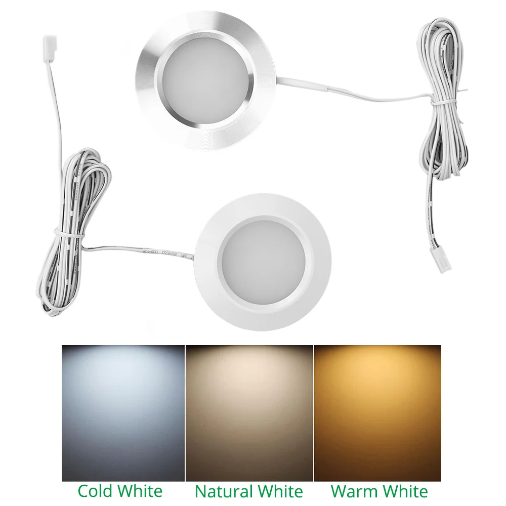  3W LED Under Counter Light Round Shape Puck Lamps Kitchen Furniture Cabinet Bookshelf Wardrobe Shel - 32896385868