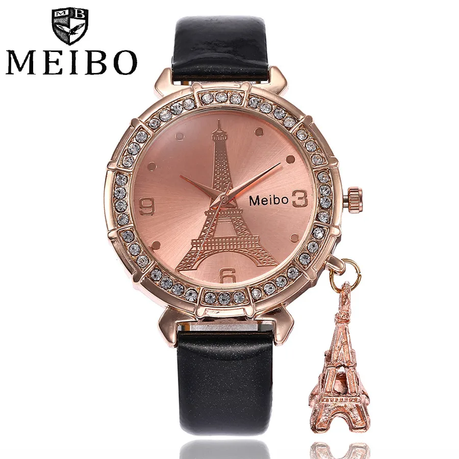 Женские кварцевые часы MEIBO с подвеской в виде Эйфелевой башни стразы 2018|Женские