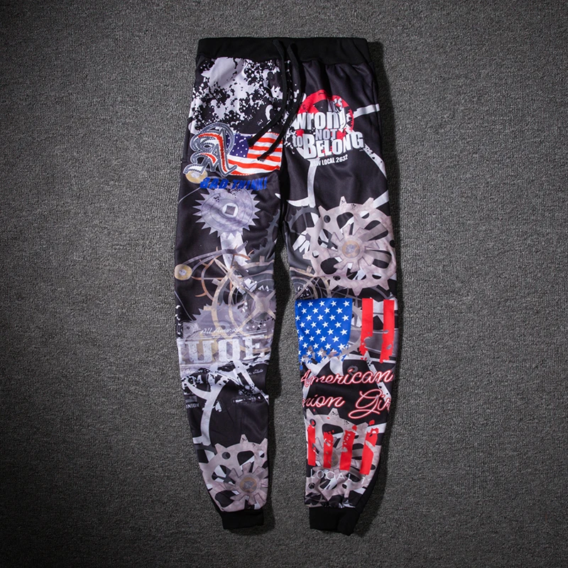 Mens Joggers Trousers Autumn&ampWinter High Quality Pants Printed Mechanical digital reflective pants men hip-hop Slacks Sweatpants |