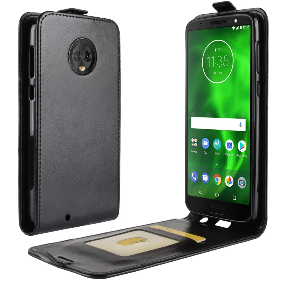 Роскошный Вертикальный чехол из искусственной кожи для Motorola Moto G6 флип кошелек