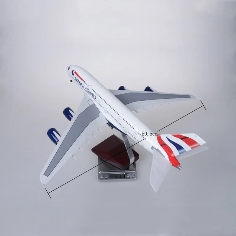 1/160 масштаб самолет Airbus A380 британская авиакомпания Модель W свет и колесо литье