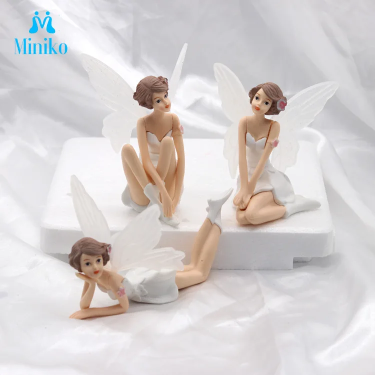

3PC Flower Fairy Maiden Small Fairy White Wing Princess Doll Toy Action Figure Toys Cake Decor Christmas Birthday Gifts For Girl