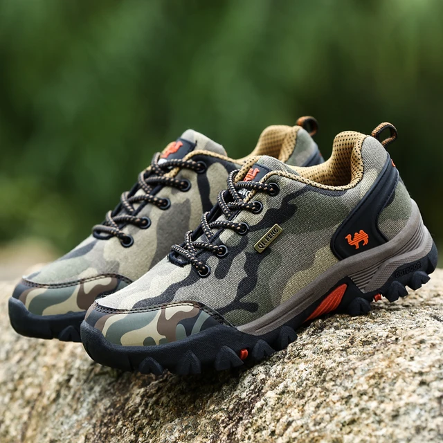 Camouflage Hiking Shoes Men Women Waterproof Climbing Shoes Wear