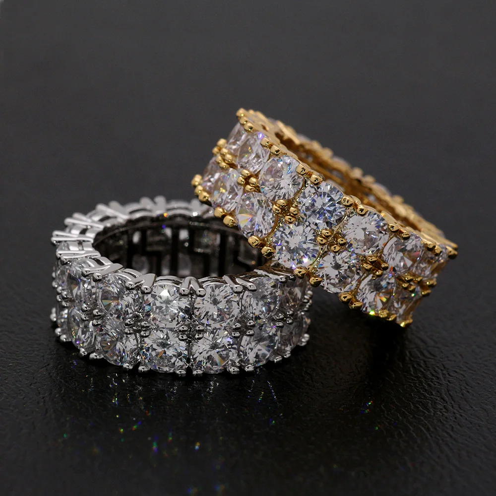 Шикарные кольца в стиле хип-хоп с большим циркониевым камнем золотого и серебряного цвета для женщин и мужчин, Модные Свадебные обручальные ювелирные изделия, лучший подарок