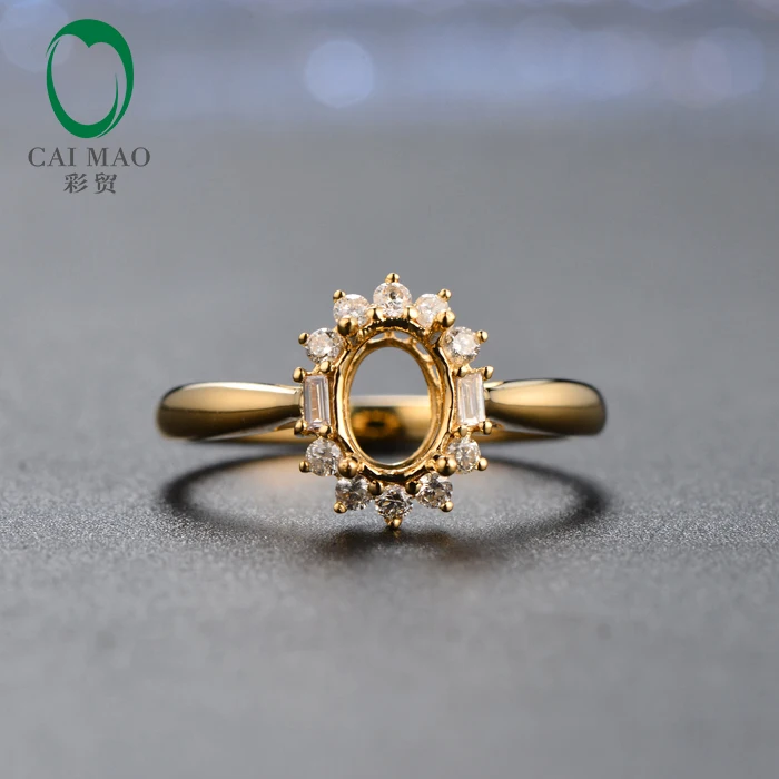 

Free shipping 5x7MM Oval Cut Setting 14K Yellow Gold Diamond Engagement Semi Mount Setting Ring