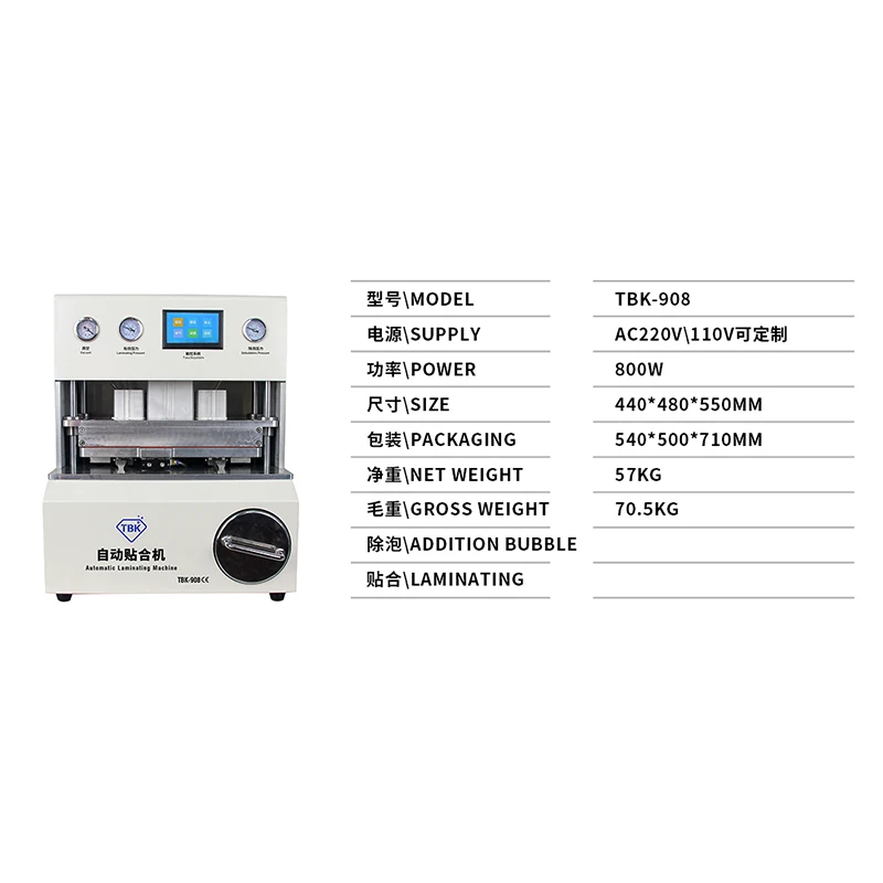 New Version TBK-908 Automatic Bubble Removal OCA LCD Vacuum Laminating Machine For Samsung Edge Cur