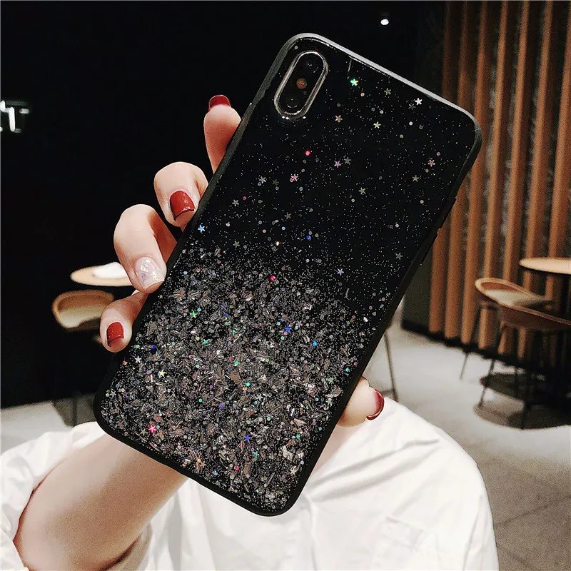 

Luxury Silver Foil Star Sequin Case For Xiaomi Mi 8 Lite 9 8 SE 6 6X 5X MIX 2 2s Max 3 Redmi Note 7 6 Pro K20 Pro Case Cover
