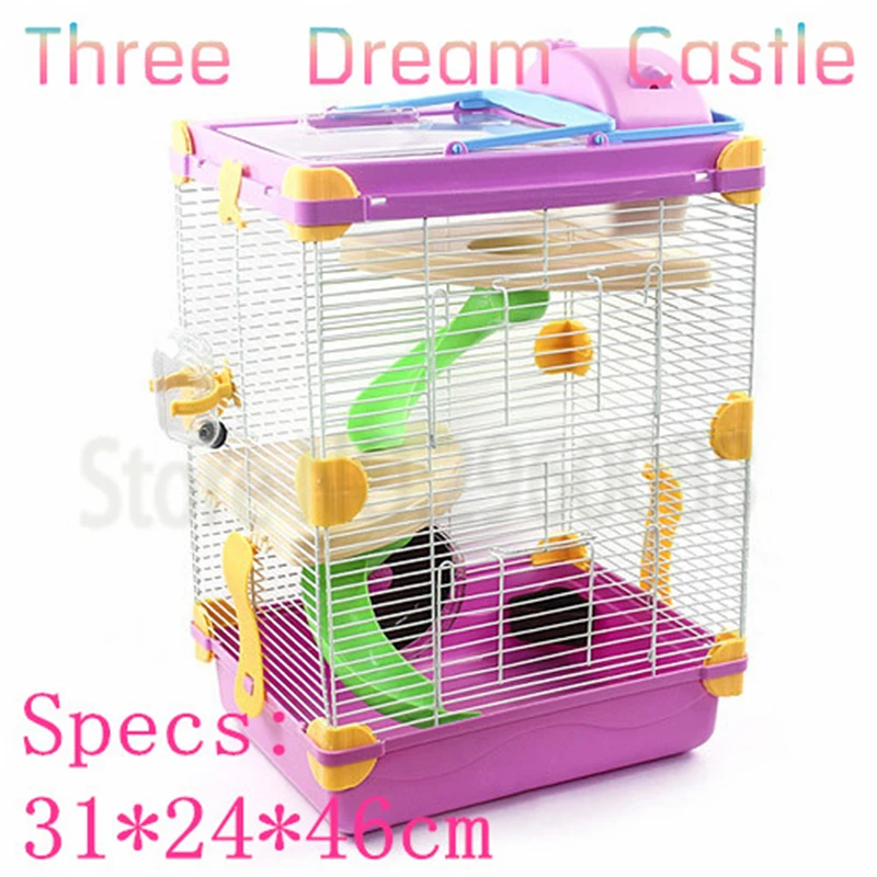 Goede Promotionele Gratis verzending multicolor hamster kooi Verhooging Dream Castle Reizen carry Drie layer eekhoorn kooi Levert amp; Pet