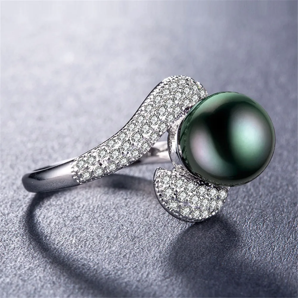 925 пробы Серебряное кольцо с высококачественным черным жемчугом, обручальные кольца для женщин и мужчин, ювелирные изделия, модные ювелирные изделия