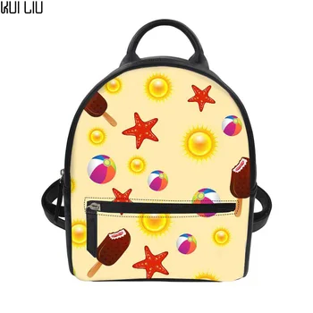 

Customized NoisydesignsCartoon Women Pineapple Printed Mini Bags PU Leather Small Backpack Teen Girls Shoulder Bag Creative