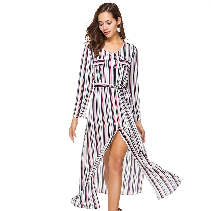 Chiffon font b maxi b font font b dress b font women 2018 spring long sleeve