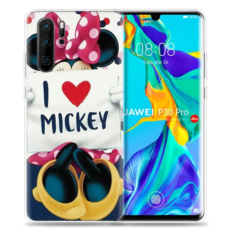 Чехол для huawei P30 P20 P10 P9 mate 10 20 Lite Pro, чехол для мобильного телефона P Smart Z Plus, чехол для влюбленных с поцелуями, Микки и Минни Маус - Цвет: HP-02