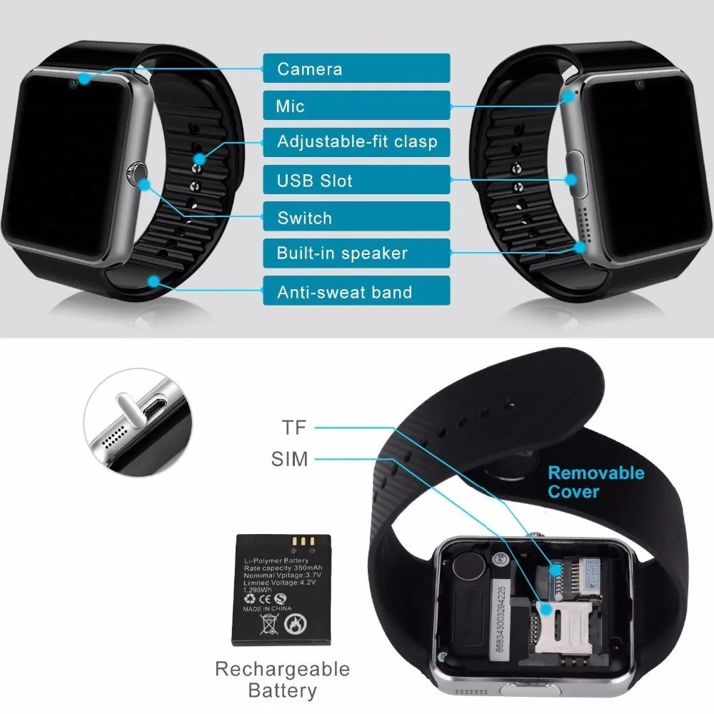 Bluetooth Watch Smart Watch Smartwatch Brand for Apple iPhone IOS Android Phone
