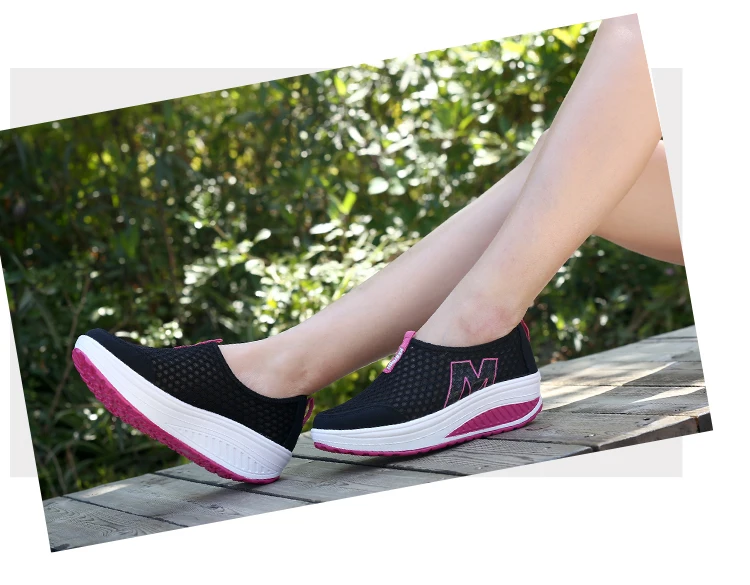 Г. Новые Летние Стильные женские туфли для танцев обувь для фитнеса на танкетке Женская дышащая сетчатая повседневная обувь кроссовки без застежки