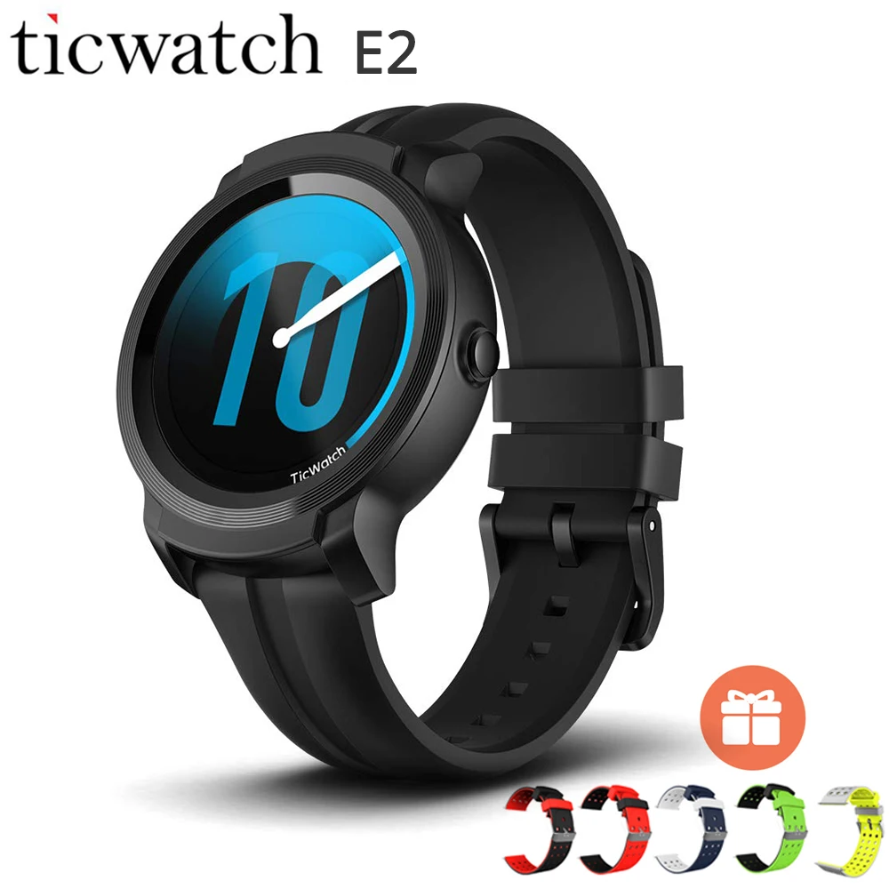 

Gift Strap Ticwatch E2 Smart Watch Bluetooth GPS Watch Men Wear OS by Google 5ATM Waterproof Fitness Tracker Sports Wristwatch