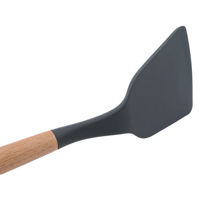 Высококачественная деревянная ручка, силикон столовые приборы ложка шпатель щетка Лопата дуршлаг для кухни инструмент