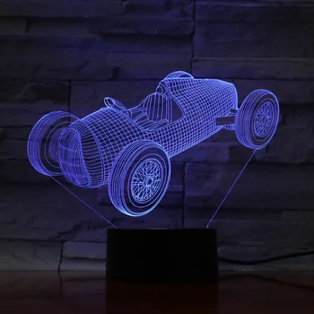 

USB Flexible LED Lamp Colorful Racing Car 3D Visual Children's bedroom lighting engraved acrylic Night Lights Decorativ Lamparas