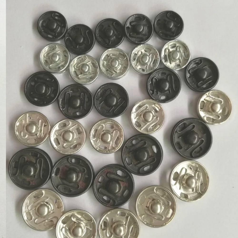 50 Pairs/set Metal Snap Buttons Fasteners Press Button Black Silver
