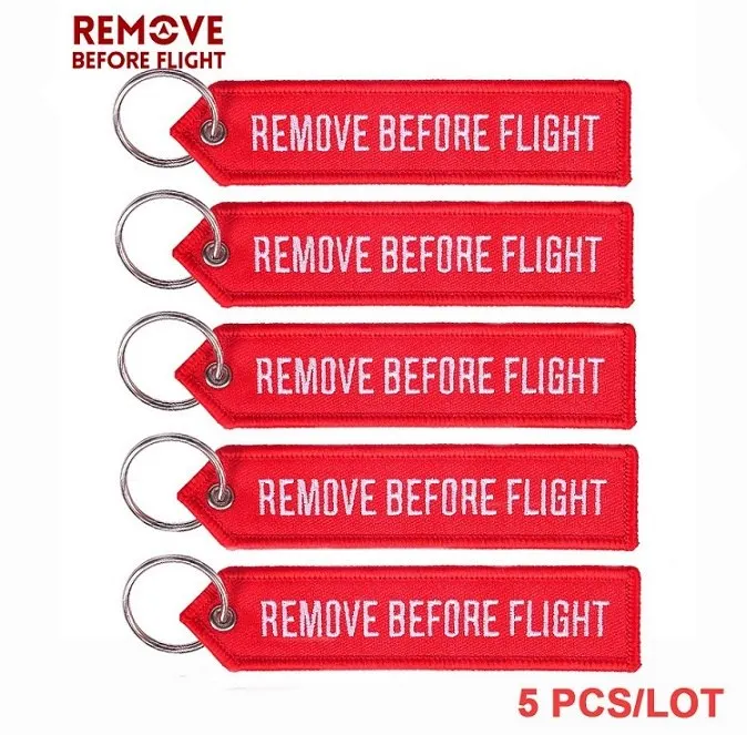 Remove Before Flight Chaveiro тег брелок с вышивкой брелок для ключей для авиации OEM Брелоки ювелирные украшения Чемодан бирка в виде брелка для ключей, 5 шт./лот - Цвет: Point Red