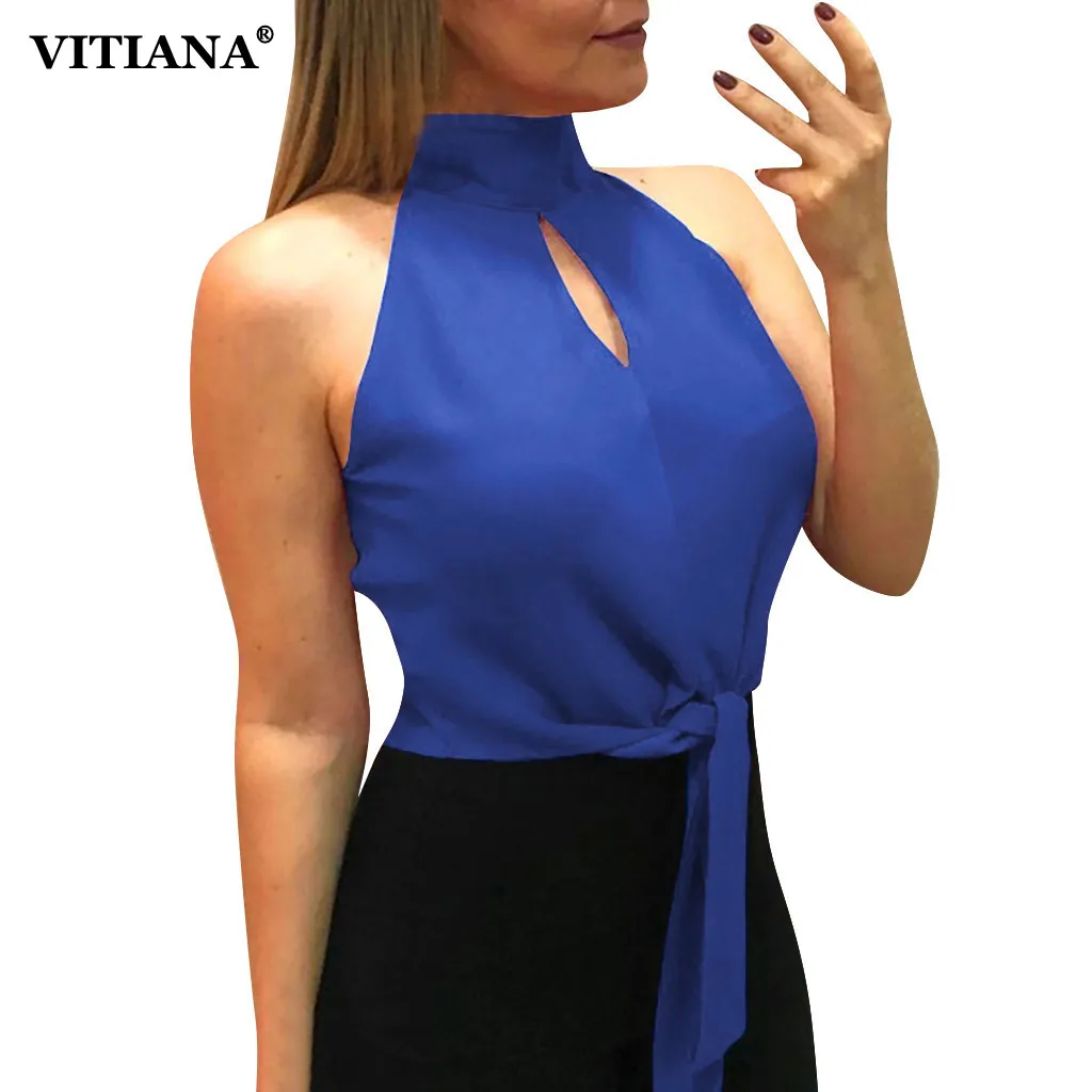 VITIANA Women Formal Sexy Black Blouse Summer 2019 Female Sleeveless Halter Hollow Out Sexy Blouses Womens Casual Beach Shirts VITIANA Women Formal Sexy Black Blouse Summer 2019 Female Sleeveless Halter Hollow Out Sexy Blouses Womens Casual Beach Shirts