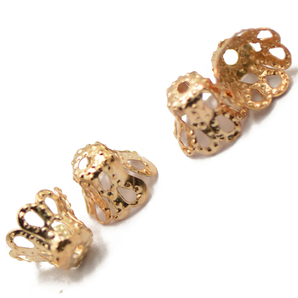 50x Gold Plated Flower Metal Crown Bead Caps 6x5mm For Jewelry Finding DIY