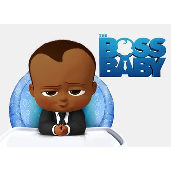 

Colorwonder Boss Baby Party Photo Background African American Baby Boy Sitting on A Blue Chair with Table Backdrop for Newborn