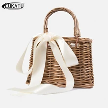 LUKATU винтажная стильная сумка женская летняя пляжная сумка соломенный бокс на плечо сумки из ротанга дизайнерские сумки bolsa feminina